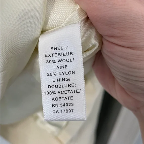 Banana Republic Wool Blend Double Breasted Ivory Button Down Pea Coat Size Small - Picture 10 of 10